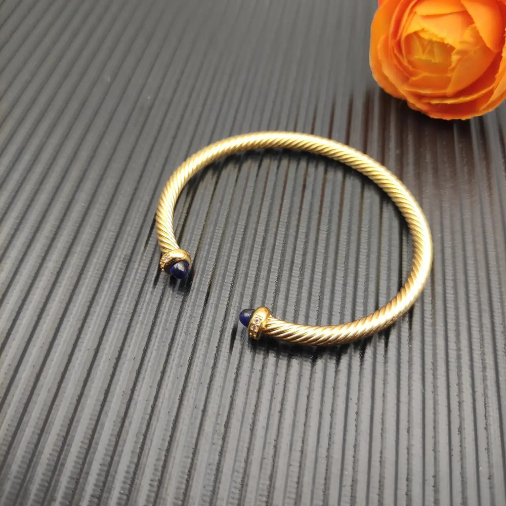 David Yurman 4mm Gold Sapphire Crystal Bracelet with Diamonds - Picture 4 of 6